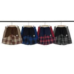 Broken Planet Multi‑Stripe Plaid Patchwork Shorts‑4 Colors